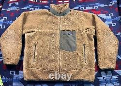 PATAGONIA Retro X Lion Tequila Brown Green Deep Pile Jacket Vtg Fleece Sherpa XL