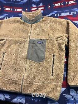 PATAGONIA Retro X Lion Tequila Brown Green Deep Pile Jacket Vtg Fleece Sherpa XL