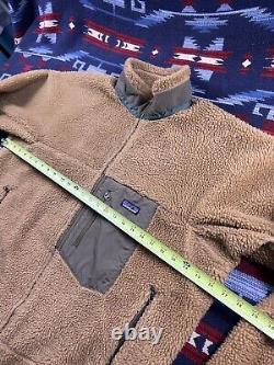 PATAGONIA Retro X Lion Tequila Brown Green Deep Pile Jacket Vtg Fleece Sherpa XL