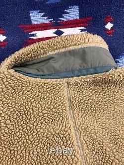 PATAGONIA Retro X Lion Tequila Brown Green Deep Pile Jacket Vtg Fleece Sherpa XL