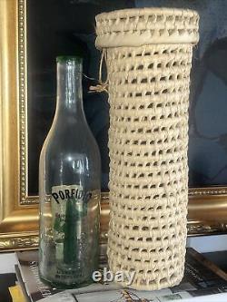 PORFIDIO Tequila EMPTY Hand Blown VERY RARE withMATCHING NOM Label and Basket