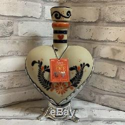 Par 72 Tequila Decanter EMPTY Grand Love Edition Tonala Folk Art Heart Metal