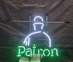 Patron Patrón Premium Tequila 17x14 Neon Sign Light Lamp Bar Open Real Glass