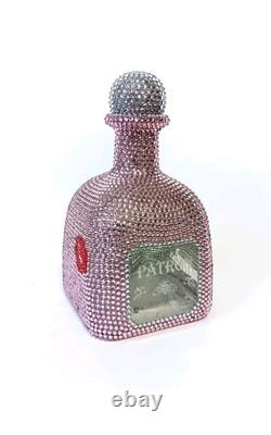Patron Pink & Silver Rhinestone Bling Bedazzled 750ml Empty Tequila Bottle