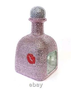 Patron Pink & Silver Rhinestone Bling Bedazzled 750ml Empty Tequila Bottle