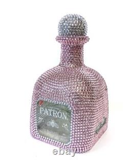 Patron Pink & Silver Rhinestone Bling Bedazzled 750ml Empty Tequila Bottle