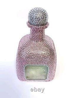 Patron Pink & Silver Rhinestone Bling Bedazzled 750ml Empty Tequila Bottle