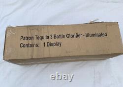 Patron Tequila NEW Metal 3 Bottle Glorifier Light Up Back Bar Display