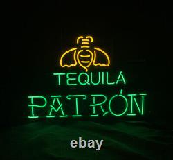 Patron Tequila Neon Sign Decor Shop Bar Room Wall Real Glass Neon Light 24