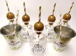 Patron Tequila Plastic Acrylic Clear Drink Cups Bottle Lot PARTY PACK straws