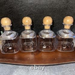 Patron Tequila Reusable 4 Plastic Bottle Cups + Wood Plater