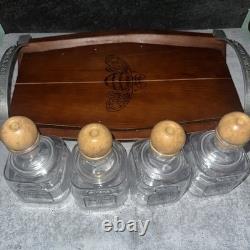 Patron Tequila Reusable 4 Plastic Bottle Cups + Wood Plater