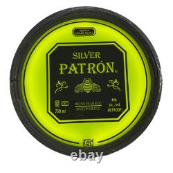 Patrón Tequila lighted round sign 15 Green Wood & Metal Barrel hoop frame