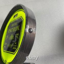 Patrón Tequila lighted round sign 15 Green Wood & Metal Barrel hoop frame