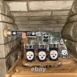 Pittsburgh Steelers Collectible Revolver Tequila Gun Bottle Stand 6 Shot Glasses