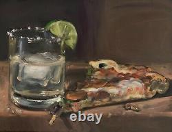 Pizza & Tequila -Artist Touch Canvas Print 22x28 VERRIER Still life oil painting