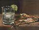 Pizza & Tequila -artist Touch Canvas Print 22x28 Verrier Still Life Oil Painting