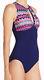 Profile By Gottex Slimming High Neck Cut Out Tequila Ruffle One Piece Swimsuit