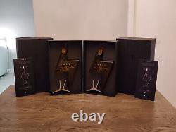 QTY. 2 TESLA TEQUILA EMPTY BOTTLES + box, stand, card in excellent condition