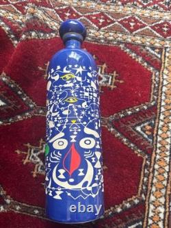 RARE Casa verde anejo 900 ml Empty Tequila Bottle Mexico blue porcelain etched