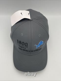 RARE DETROIT LIONS 1800 TEQUILA Nike Hat Cap Gray Classic 99 Dri-Fit Fitted L/XL