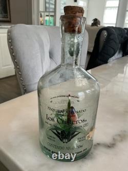 RARE Los Cristeros Marijuana tequila bottle. Hand blown empty
