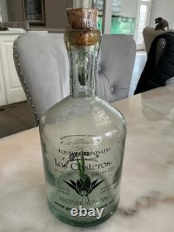 RARE Los Cristeros Marijuana tequila bottle. Hand blown empty