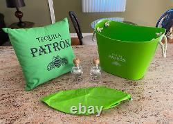 RARE Patron Tequila Gift Set Green Bucket Pillow Replica 375ml Bottle Beach Ball