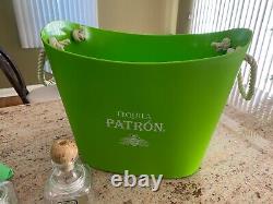 RARE Patron Tequila Gift Set Green Bucket Pillow Replica 375ml Bottle Beach Ball