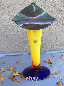 Rare Blenko 2003 Jack In The Pulpit Vase Tequila Sunrise