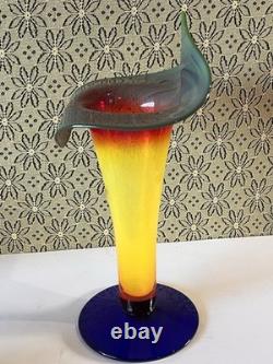 Rare Blenko 2003 Jack In The Pulpit Vase Tequila Sunrise