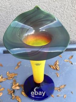 Rare Blenko 2003 Jack In The Pulpit Vase Tequila Sunrise
