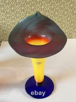 Rare Blenko 2003 Jack In The Pulpit Vase Tequila Sunrise