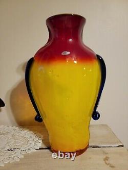 Rare Blenko Tequila Sunrise Face Vase