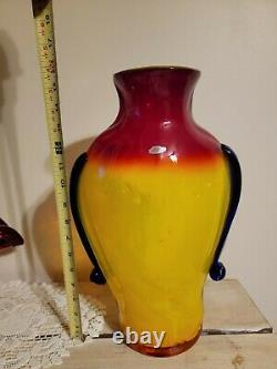 Rare Blenko Tequila Sunrise Face Vase