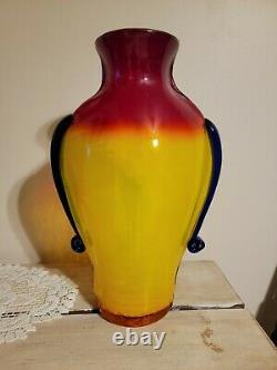 Rare Blenko Tequila Sunrise Face Vase