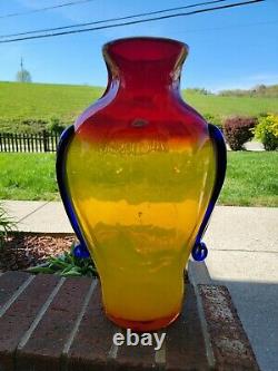 Rare Blenko Tequila Sunrise Face Vase