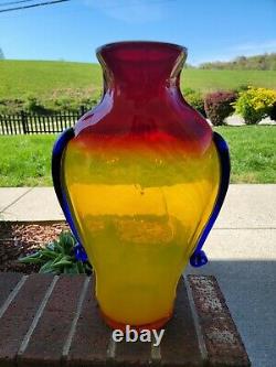 Rare Blenko Tequila Sunrise Face Vase