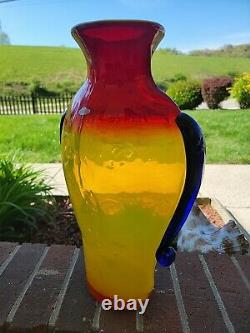 Rare Blenko Tequila Sunrise Face Vase