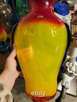 Rare Blenko Tequila Sunrise Face Vase