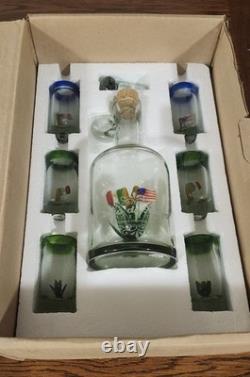 Rare Hipolito Gutierrez Cinco de Mayo Portland Tequila Decanter Glasses Tonala