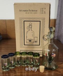 Rare Hipolito Gutierrez Cinco de Mayo Portland Tequila Decanter Glasses Tonala