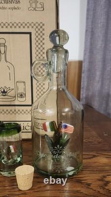 Rare Hipolito Gutierrez Cinco de Mayo Portland Tequila Decanter Glasses Tonala