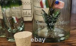 Rare Hipolito Gutierrez Cinco de Mayo Portland Tequila Decanter Glasses Tonala