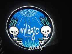 Rare Milagro Tequila LED Sign Skeletons Drinking Tequila 24x24