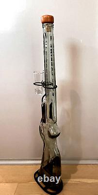 Rare Old Carbine Tequila Rifle Glass Decanter, Shot Glasses & Stand No Cracks