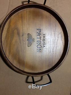 Rare Patron Tequila Wooden Round Serving Tray With Handles Free Shipping