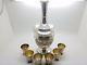 Rare Sterling Silver Wine Tequila Vodka Decanter With 6 Gilded Shot Glasses 153