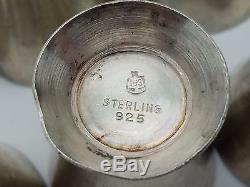 Rare Sterling Silver Wine Tequila Vodka Decanter with 6 Gilded Shot Glasses 153