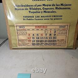 Rare Vintage Advertising 1943 Spanish Tequila Whiskey Pinup Girl Calendar